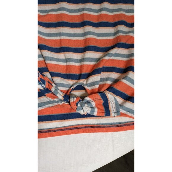 Ruby R Women Pullover Orange Blue Side Tie Knit Striped Top Blouse Sz XL (13) - Picture 12 of 13